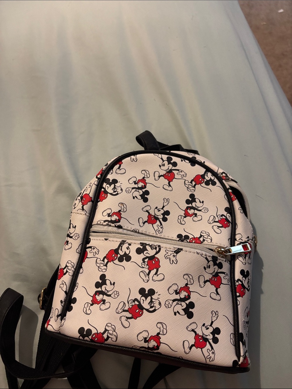 Disney Kids Backpack in White, Black, Red with Mickey Mouse Print